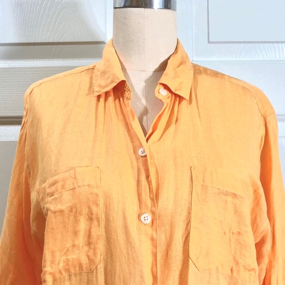 Gap 💯 Linen Button Down Shirt Orange Size S - Picture 2 of 5